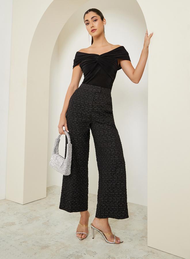 ستايلي بلوزة محبوكة مكشوفة الكتفين بتصميم ملتوي - Image 2